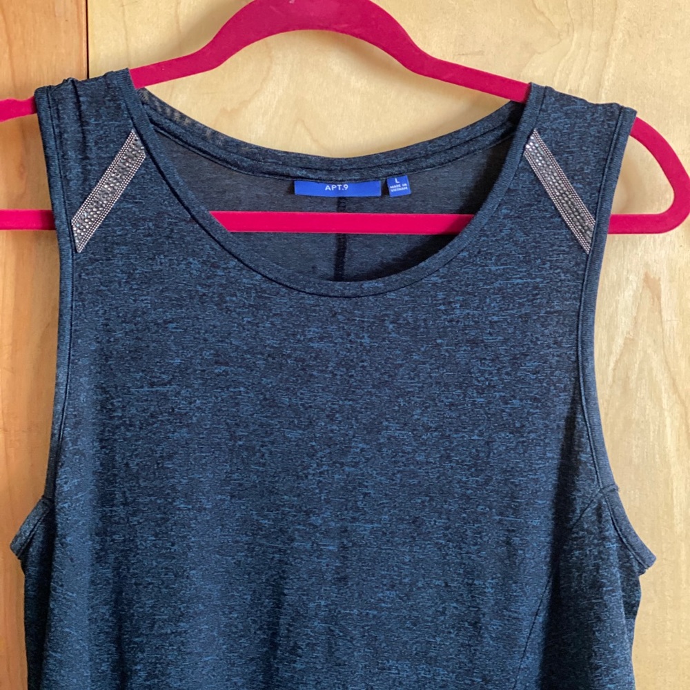 Teal Tank with Beaded Design